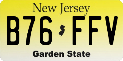 NJ license plate B76FFV