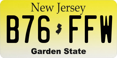 NJ license plate B76FFW