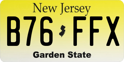 NJ license plate B76FFX