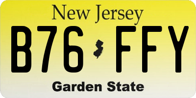 NJ license plate B76FFY