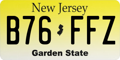 NJ license plate B76FFZ