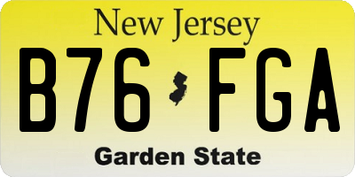 NJ license plate B76FGA