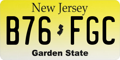 NJ license plate B76FGC