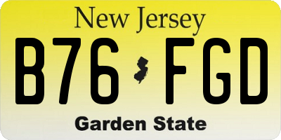 NJ license plate B76FGD