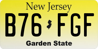 NJ license plate B76FGF
