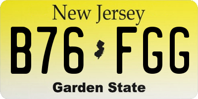 NJ license plate B76FGG