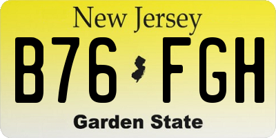 NJ license plate B76FGH