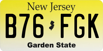 NJ license plate B76FGK