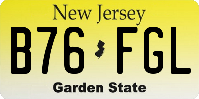 NJ license plate B76FGL