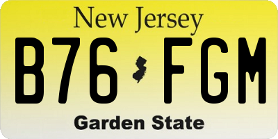 NJ license plate B76FGM