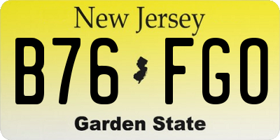 NJ license plate B76FGO