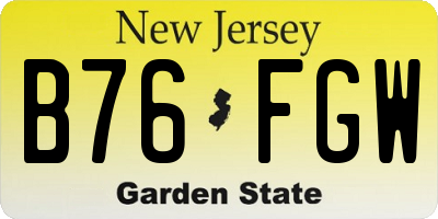 NJ license plate B76FGW