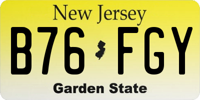NJ license plate B76FGY