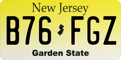 NJ license plate B76FGZ