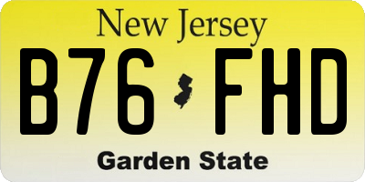 NJ license plate B76FHD