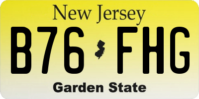 NJ license plate B76FHG