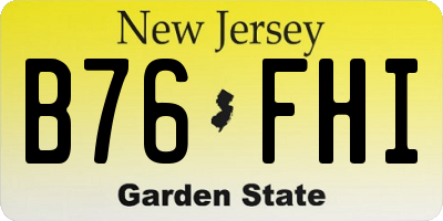 NJ license plate B76FHI