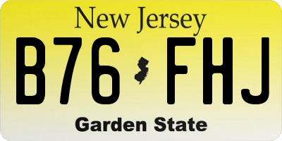 NJ license plate B76FHJ
