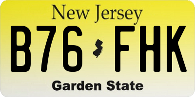 NJ license plate B76FHK