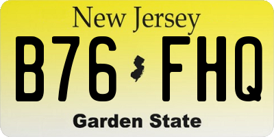 NJ license plate B76FHQ