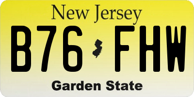 NJ license plate B76FHW