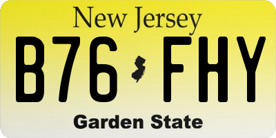 NJ license plate B76FHY
