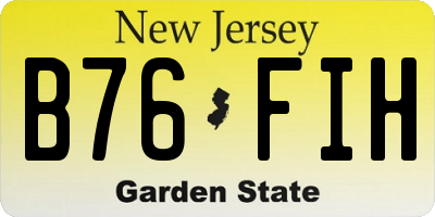 NJ license plate B76FIH