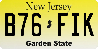 NJ license plate B76FIK