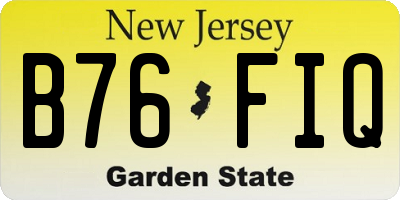 NJ license plate B76FIQ