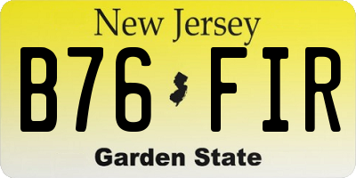 NJ license plate B76FIR