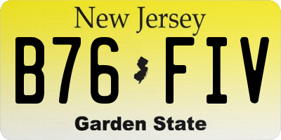 NJ license plate B76FIV