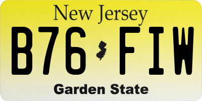 NJ license plate B76FIW