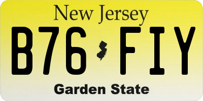 NJ license plate B76FIY
