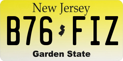 NJ license plate B76FIZ