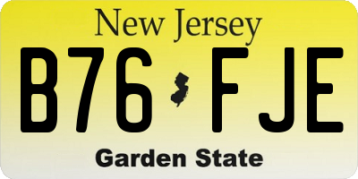 NJ license plate B76FJE