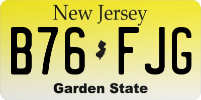 NJ license plate B76FJG