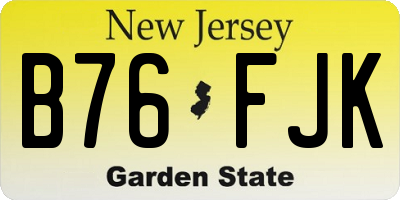 NJ license plate B76FJK