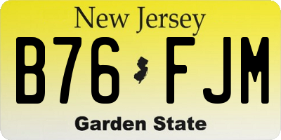 NJ license plate B76FJM