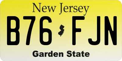 NJ license plate B76FJN