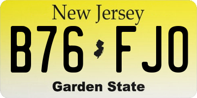 NJ license plate B76FJO