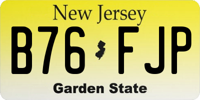 NJ license plate B76FJP
