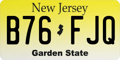 NJ license plate B76FJQ
