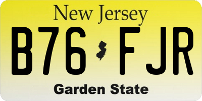 NJ license plate B76FJR