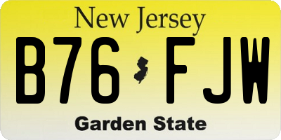 NJ license plate B76FJW
