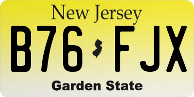 NJ license plate B76FJX