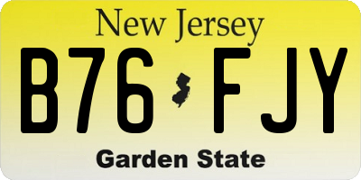 NJ license plate B76FJY