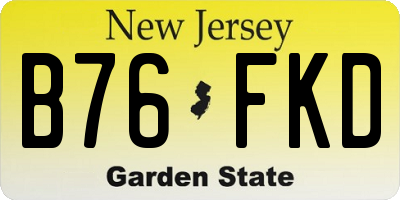 NJ license plate B76FKD