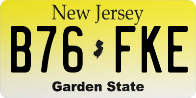 NJ license plate B76FKE