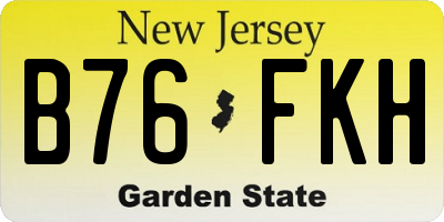 NJ license plate B76FKH