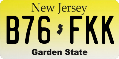 NJ license plate B76FKK